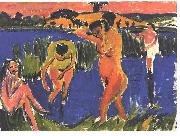 Ernst Ludwig Kirchner Four bathers Spain oil painting artist